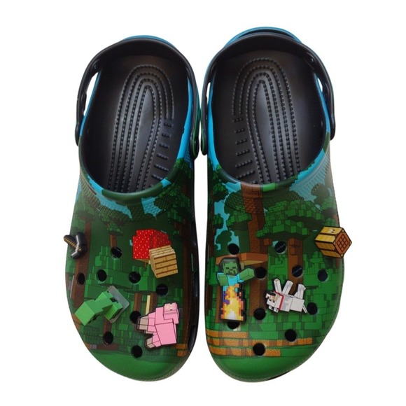 Crocs Clogs Minecraft Man 12 Green 210829-90H Comfy Lounge Colorful Water Resist - Picture 1 of 8